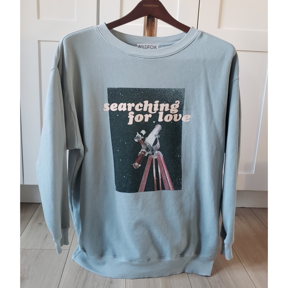 Wildfox Roadtrip Sweatshirt Womens S Baggy Crewneck Searching Love Made in USA‎